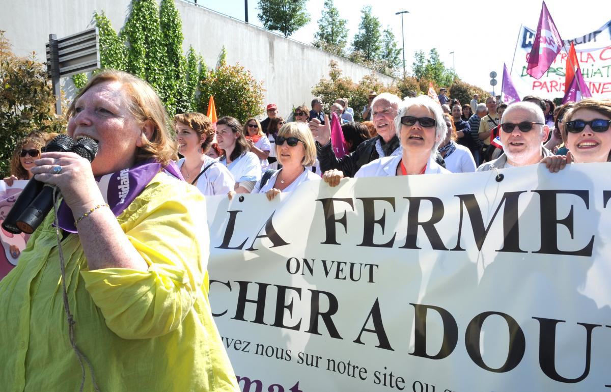 Rassemblement Syndical SUD Santé l'ors de l'inauguration du CHSF Centre Hospitalier Sud Francilien de Corbeil par Marisol TOURAINE Ministre des Affaires sociales