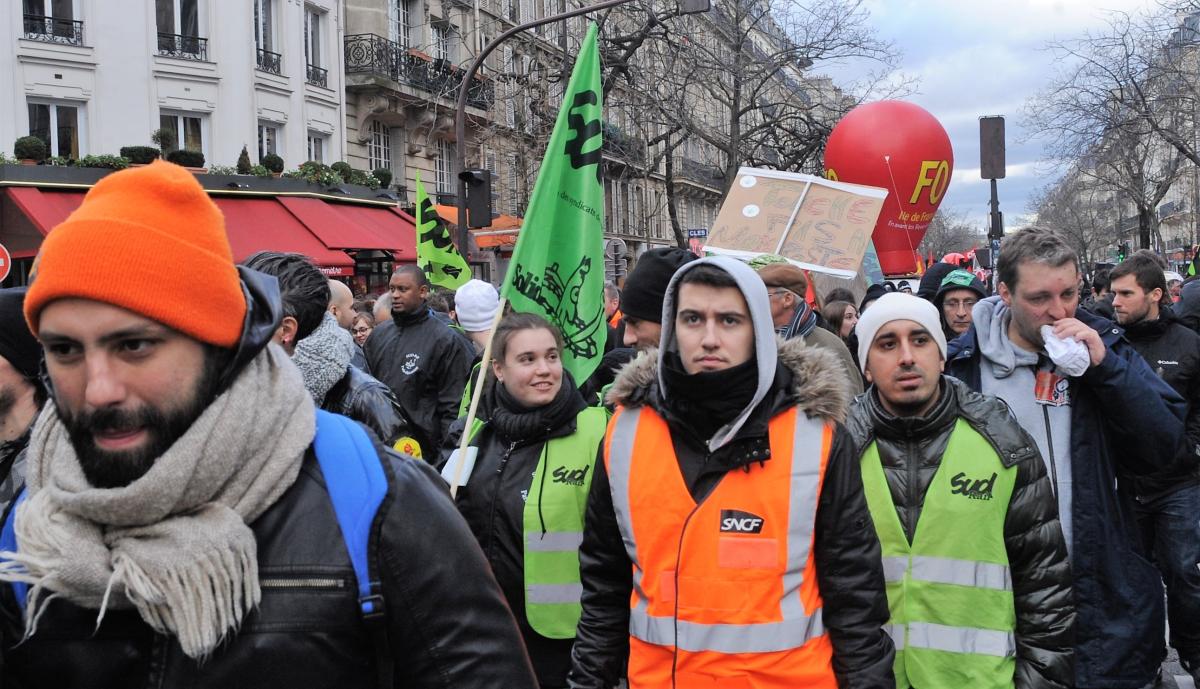 Manifestants Syndicat SUD Rail Cheminots