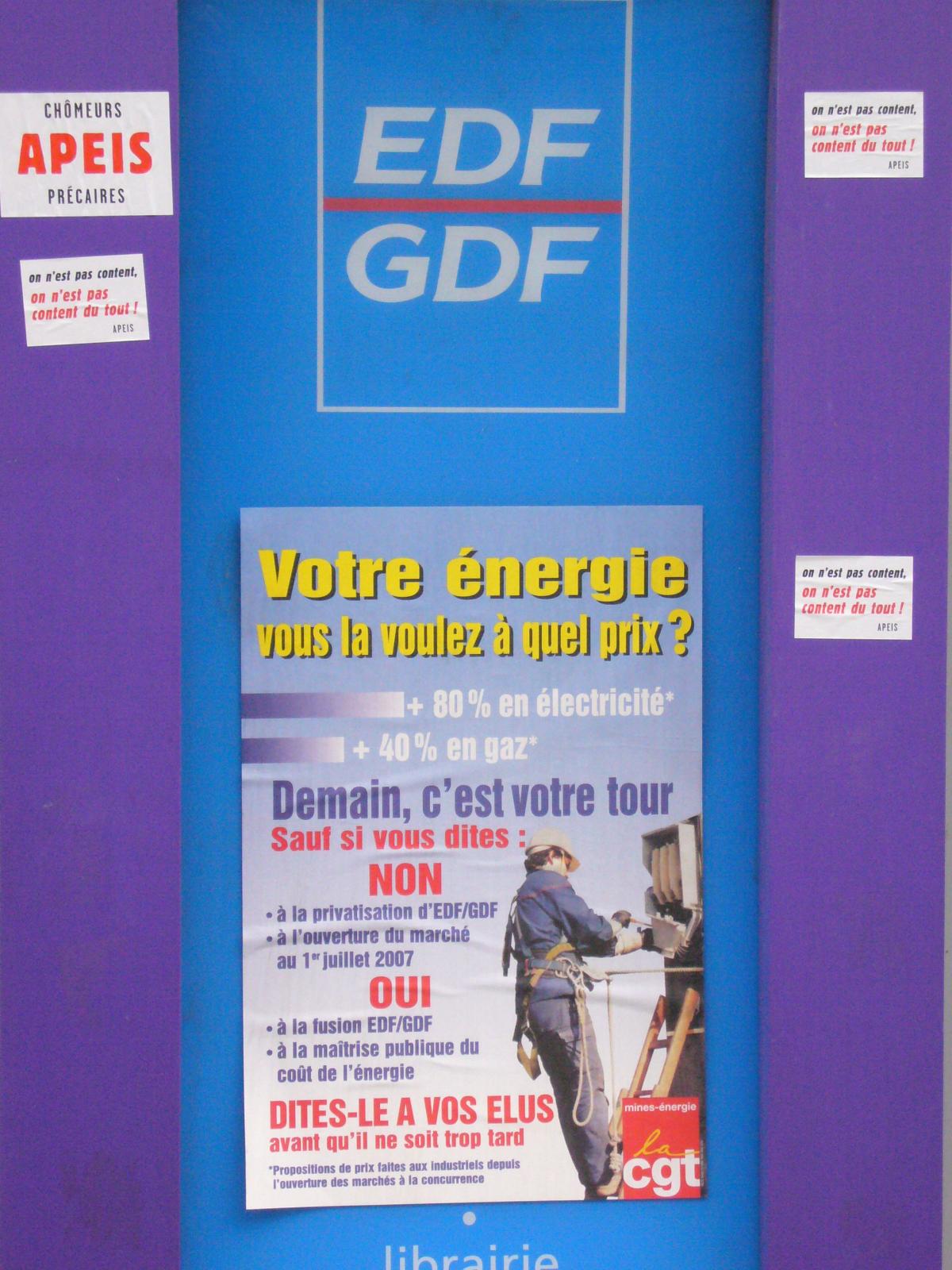 1er juillet 2007 ouverture de l'énergie à la concurence