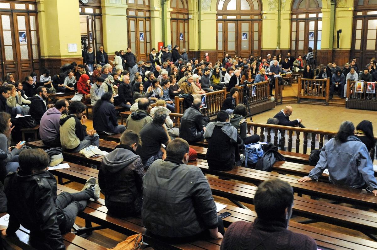 Salle meeting pour la relax des 8 de Goodyear contre la loi travail et la répression bourse du travail 13 Octobre 2016