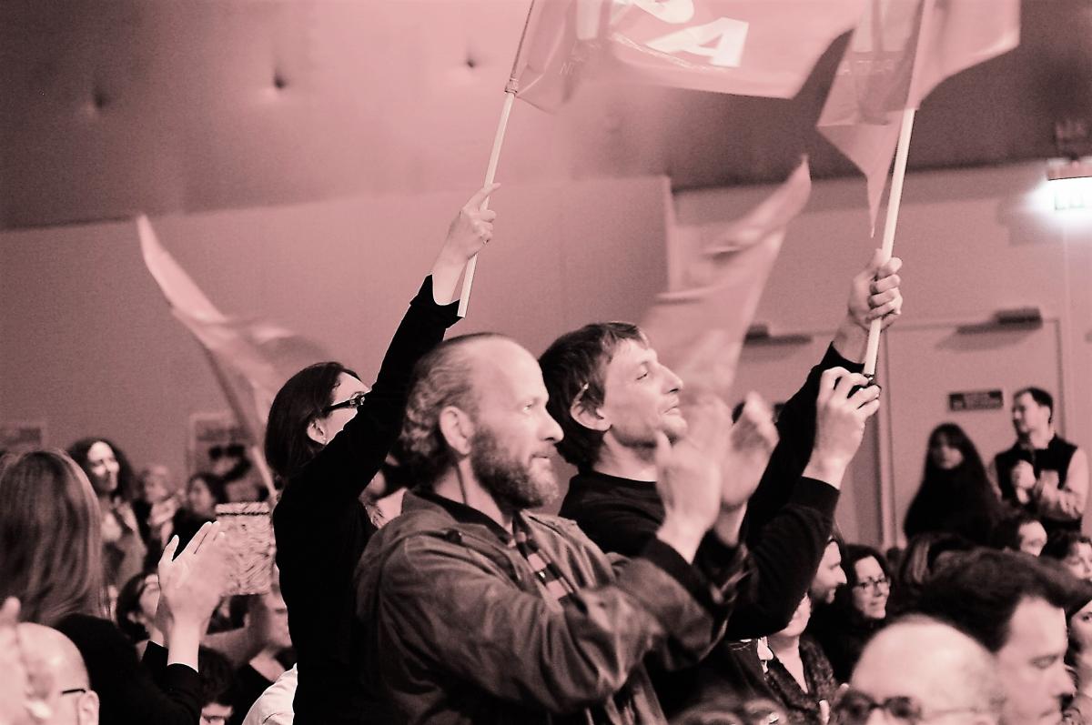 Salle meeting Présidentielle Nos vies pas leurs profits ! Dock Pullman Paris Aubervilliers