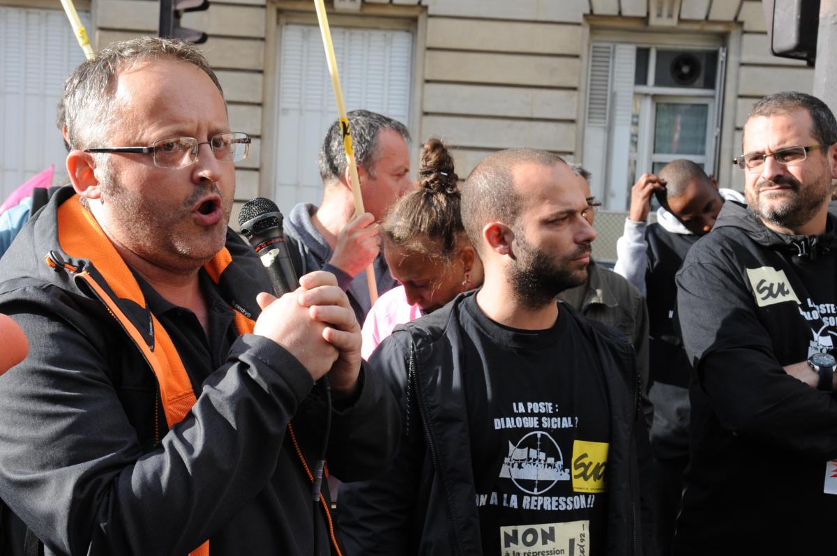 Laurent Degousée secrétaire de Sud Commerce en soutien à Gaël Quirante