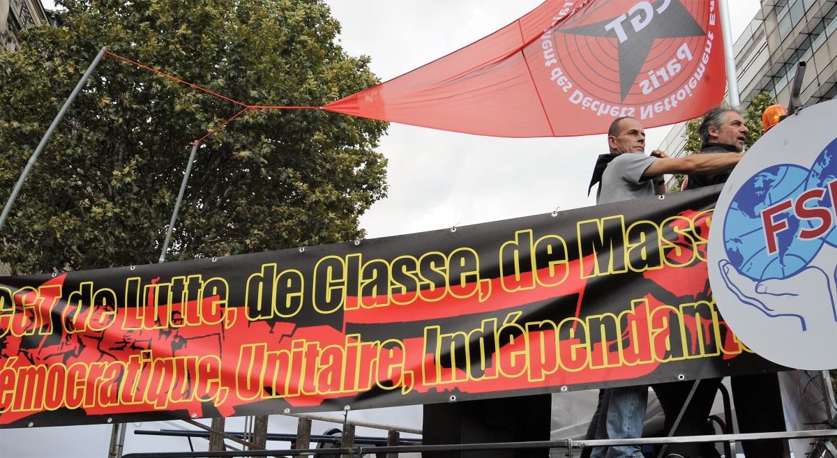 Banderole Cgt lutte de classe FSM