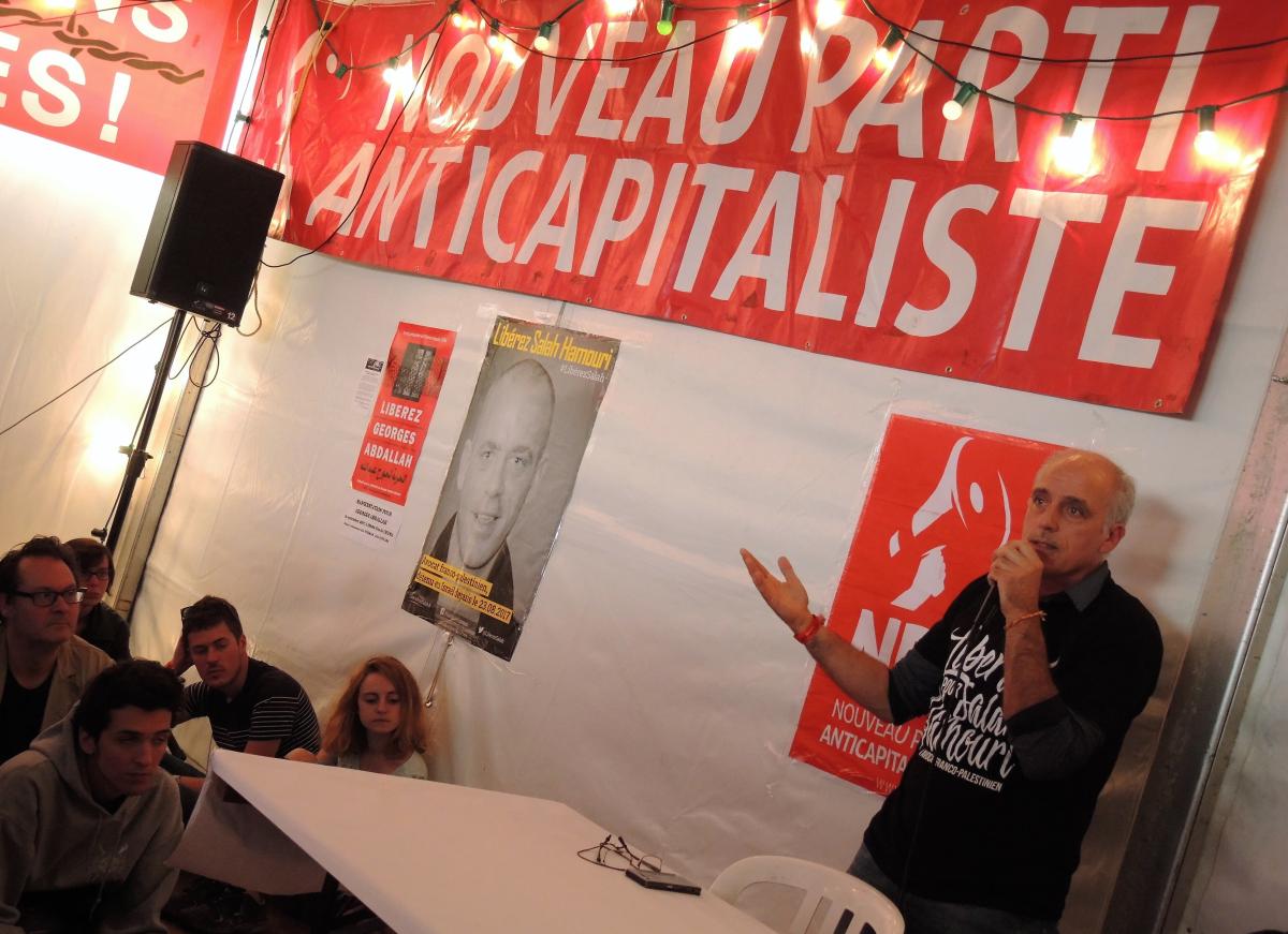 Intervention Philippe Poutou porte parole Npa Fête de LHumanité stand Npa
