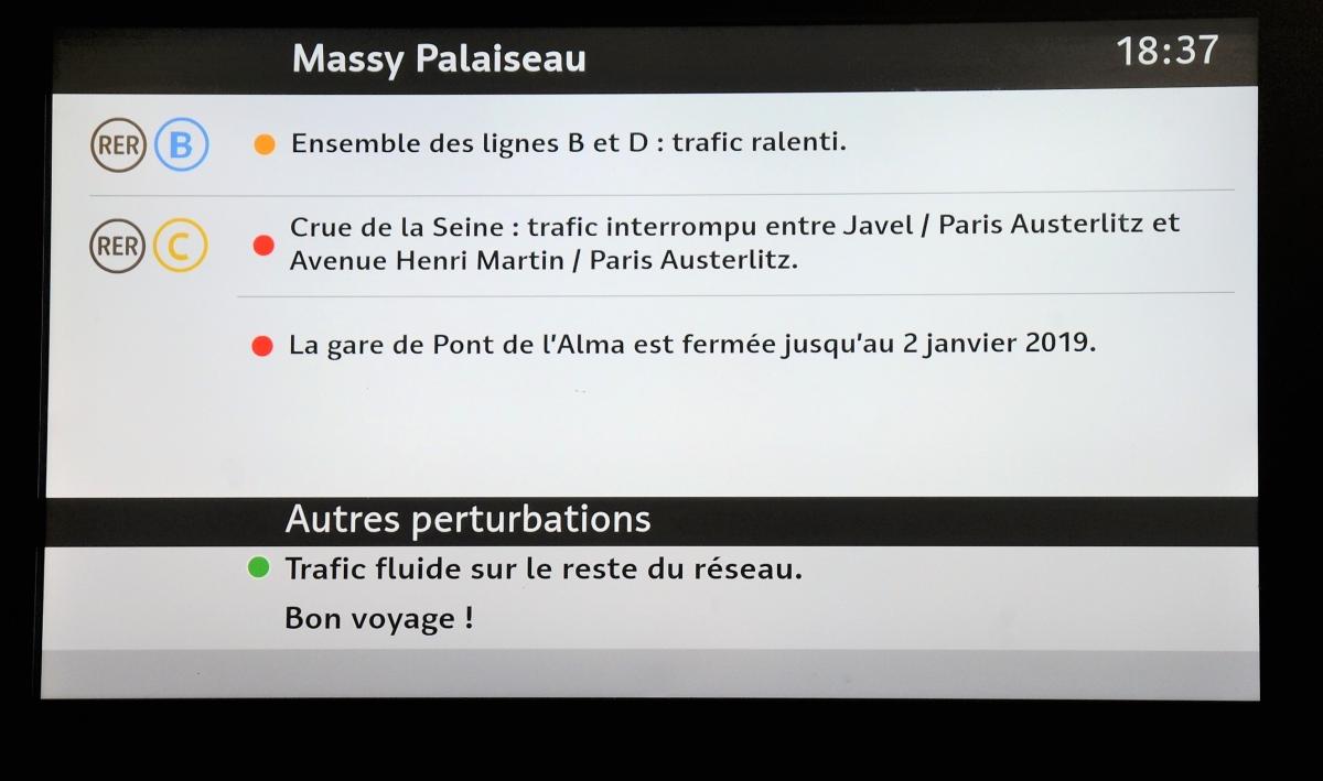 Perturbation RER C trafic interrompu Crue de la Seine Paris Austerlitz