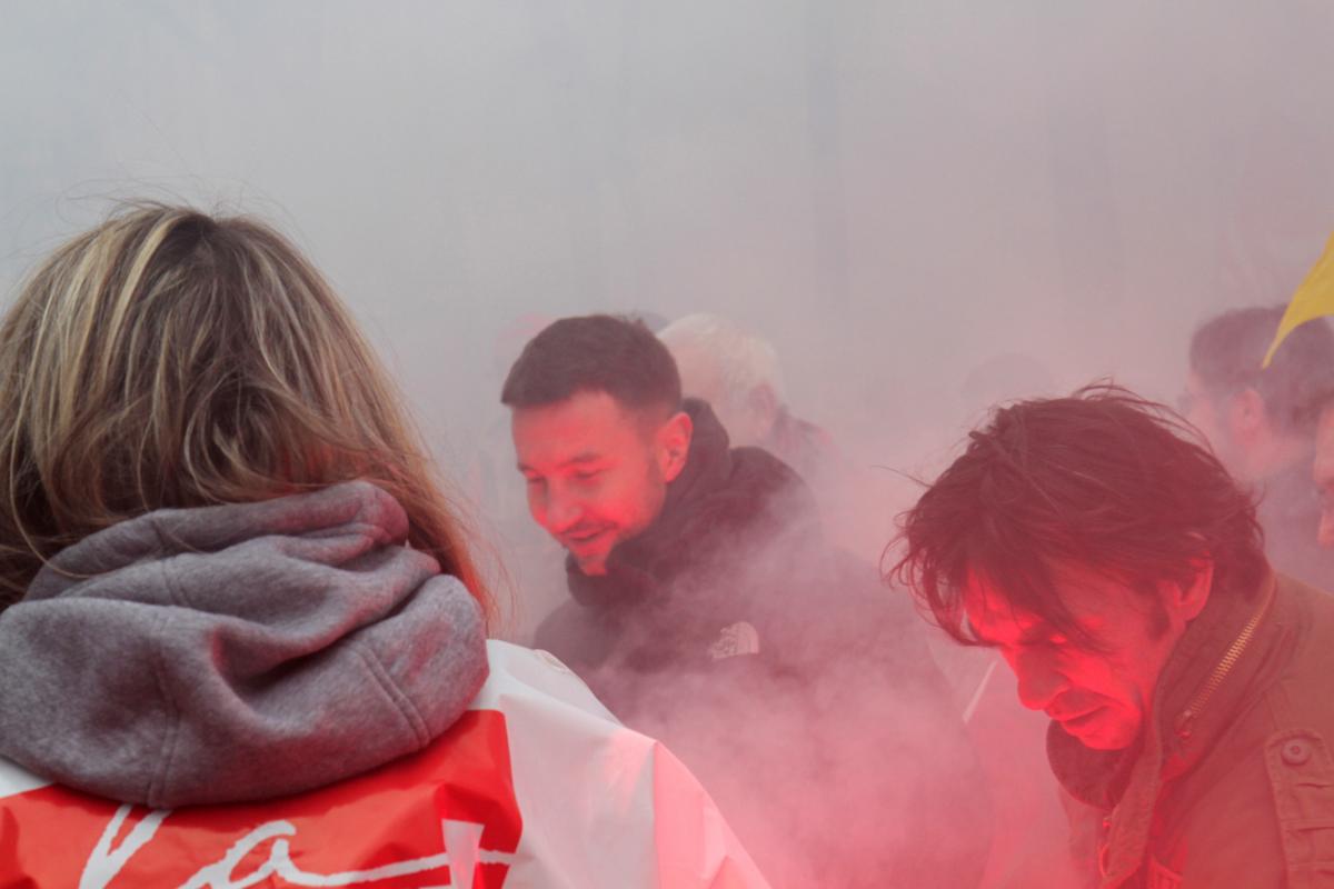 Olivier Besancenot au point fixe du NPA avec les cheminots