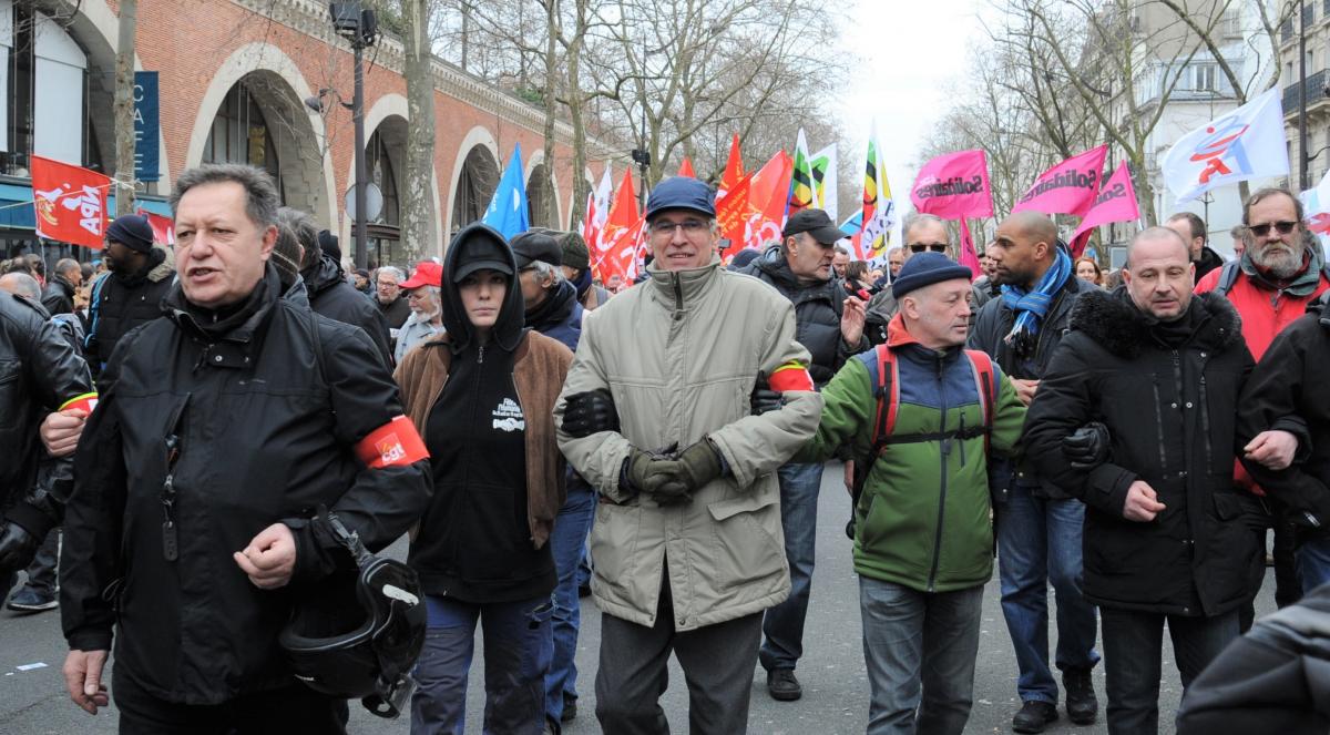 Tête du cortège syndical manifestation fonction publique