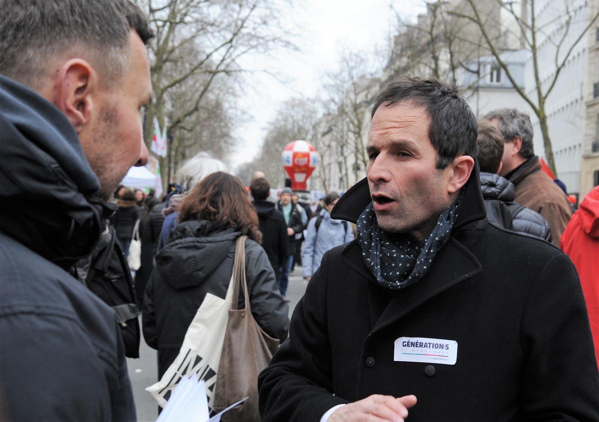 Benoît Hamon de Génération.s. fondé en décembre 2017 à la manifestation des salariéEs de la fonction publique du 22 mars 2018