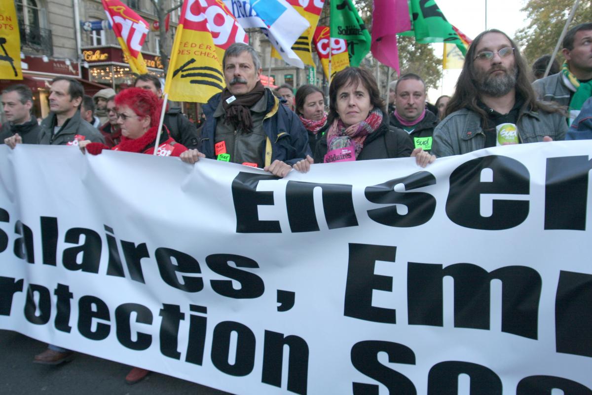 Annick COUPE avec les responsables de SUD