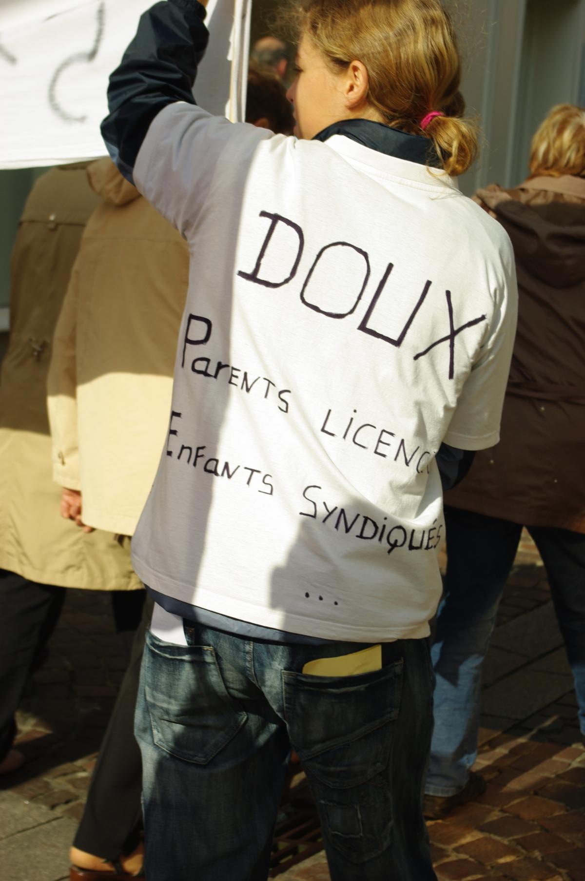 les enfant des salariés de doux mobilisés