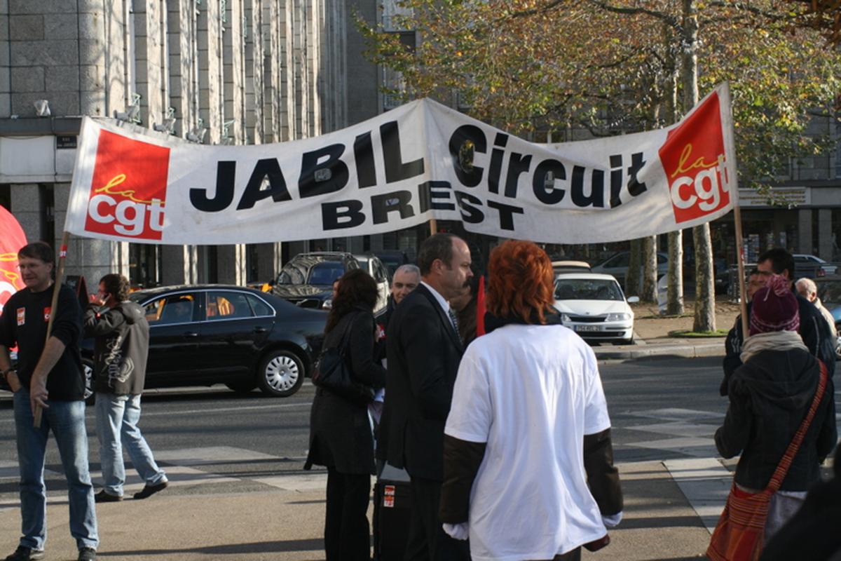 Banderole de la CGT Jabil à Brest
