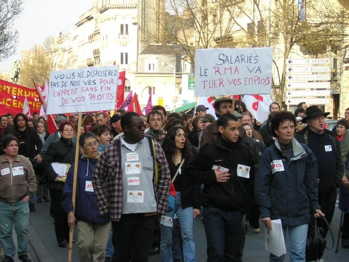 manif contre chômage et précarité Bordeaux mars 2004