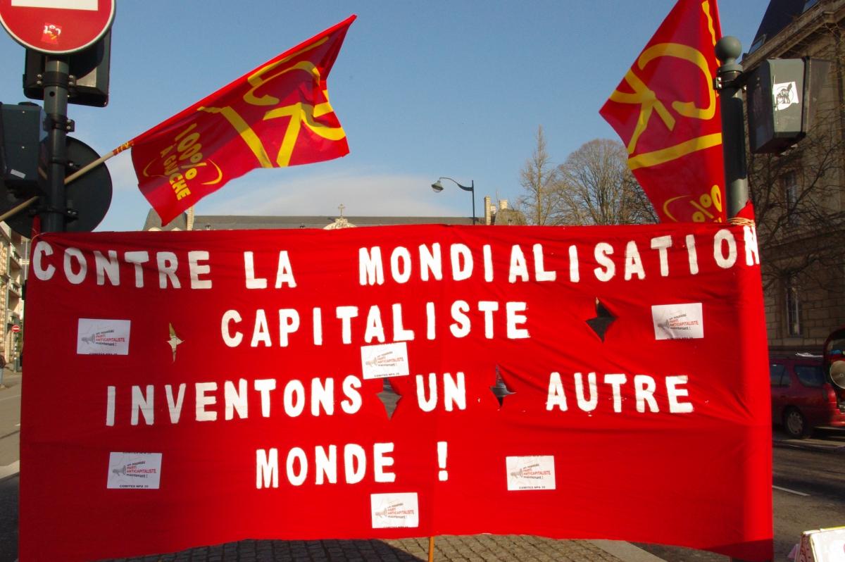 banderole NPA sur notre point fixe lors du 29 janvier