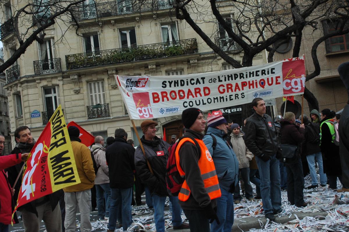 manifestation Ouvriers du Livre Cgt