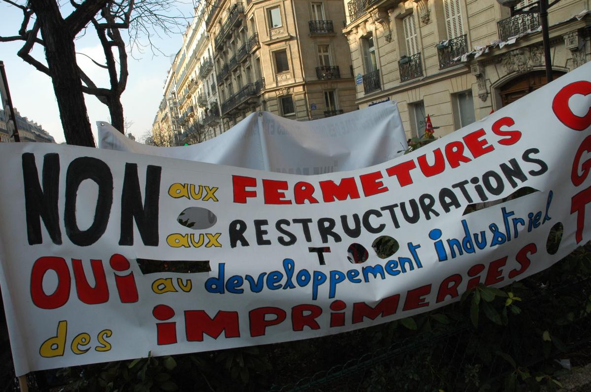 Banderole d'imprimerie Cgt en grève.