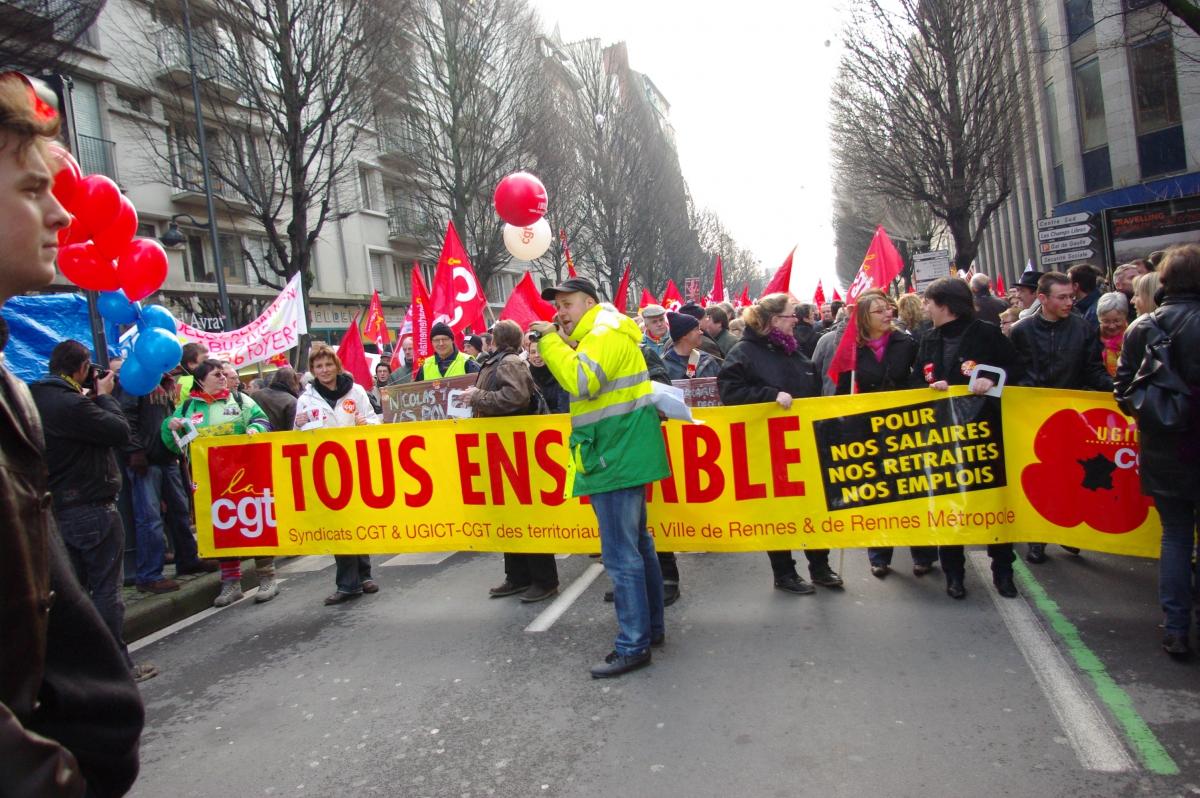 banderole de tete du cortege CGT