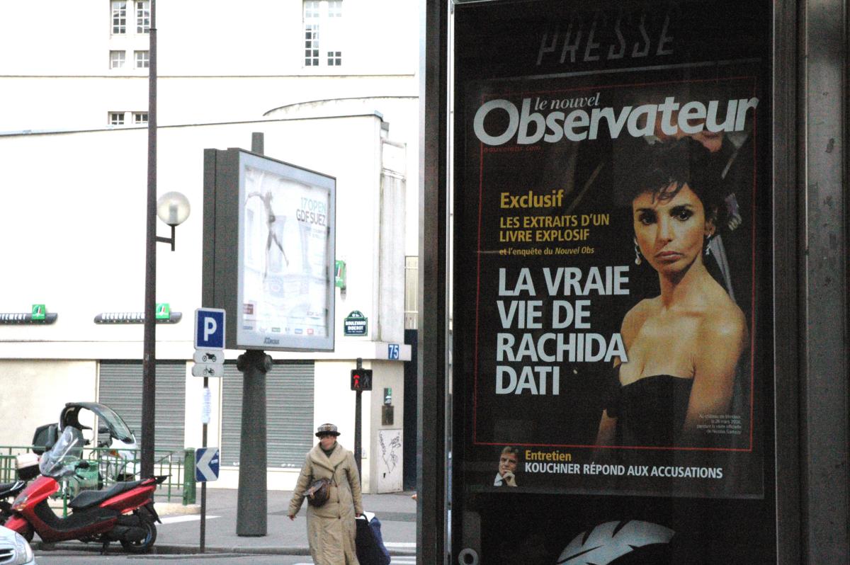 Affiche du Nouvel Observateur avec Rachida Dati