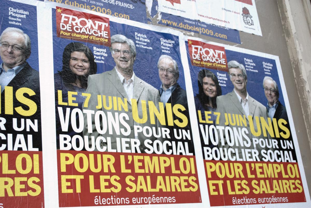 Une affiche du front de gauche pour les européennes de juin 2009