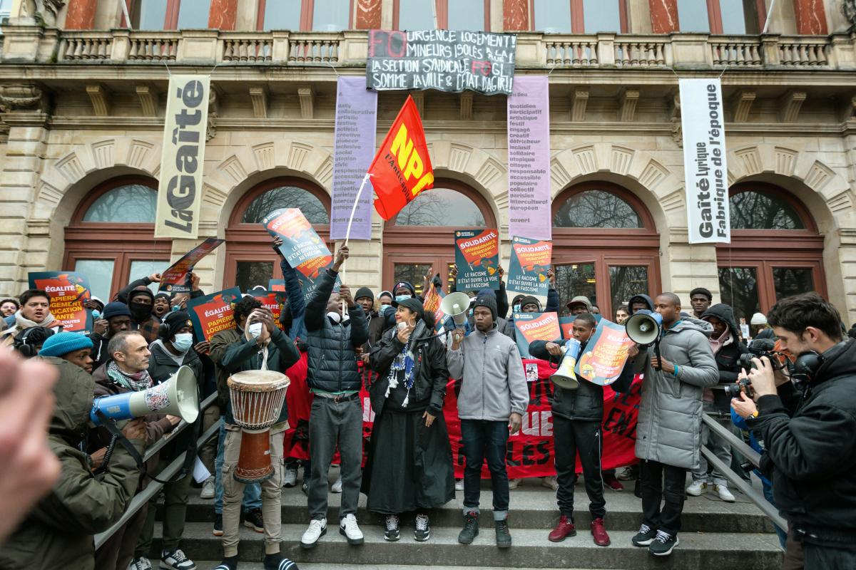 FRANCE - SOCIAL - DEMONSTRATION IN SUPPORT OF THE ISOLATED MINORS OCCUPYING THE GAITE LYRIQUE