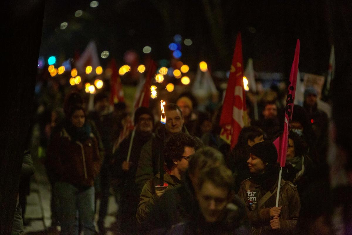 FRANCE - SOCIAL - TORCHLIGHT MARCH AGAINST PENSION REFORM