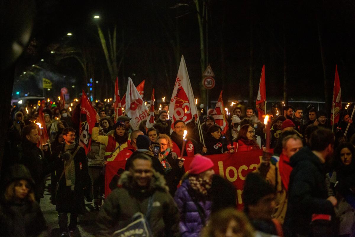 FRANCE - SOCIAL - TORCHLIGHT MARCH AGAINST PENSION REFORM