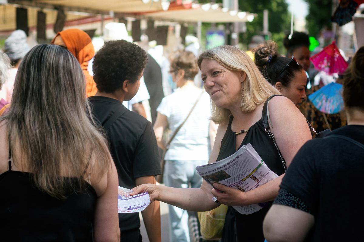 FRANCE - DISTRIBUTION OF NUPES LEAFLETS AT THE PORTE DE MONTREUIL MARKET