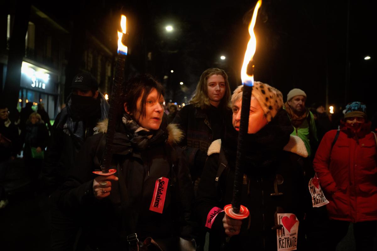 FRANCE - SOCIAL - TORCHLIGHT MARCH AGAINST PENSION REFORM