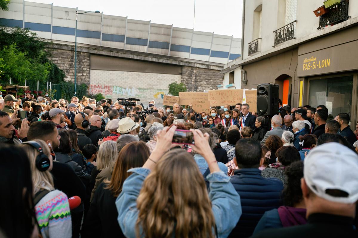 FRANCE - SOCIAL - RALLY AGAINST THE WALL OF SHAME AND DISPLACEMENT OF DRUG USERS AT PORTE DE LA VILLETTE