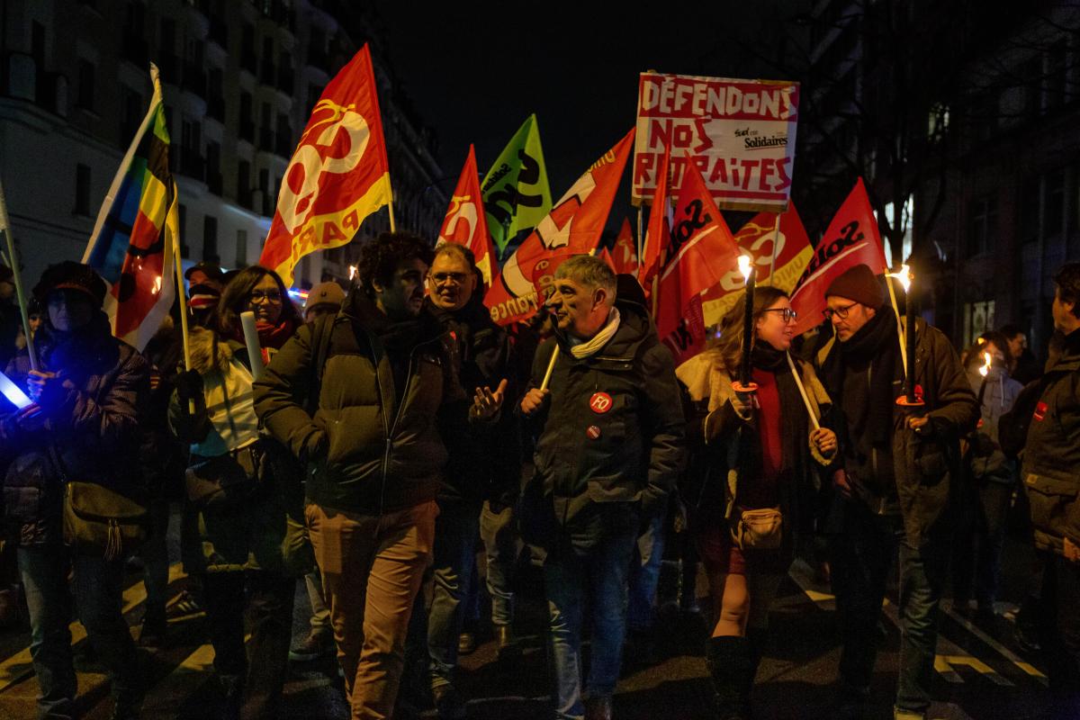 FRANCE - SOCIAL - TORCHLIGHT MARCH AGAINST PENSION REFORM
