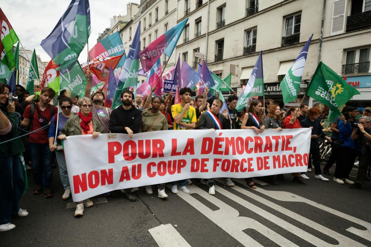 FRANCE - SOCIAL - POLITICS - DEMONSTRATION AGAINST MACRON S COUP DE FORCE