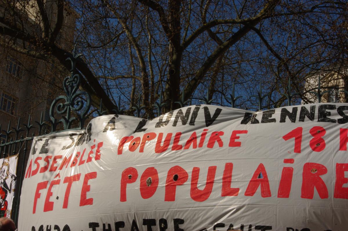 invitation à la fête populaire de l'université Rennes 2 bloquée