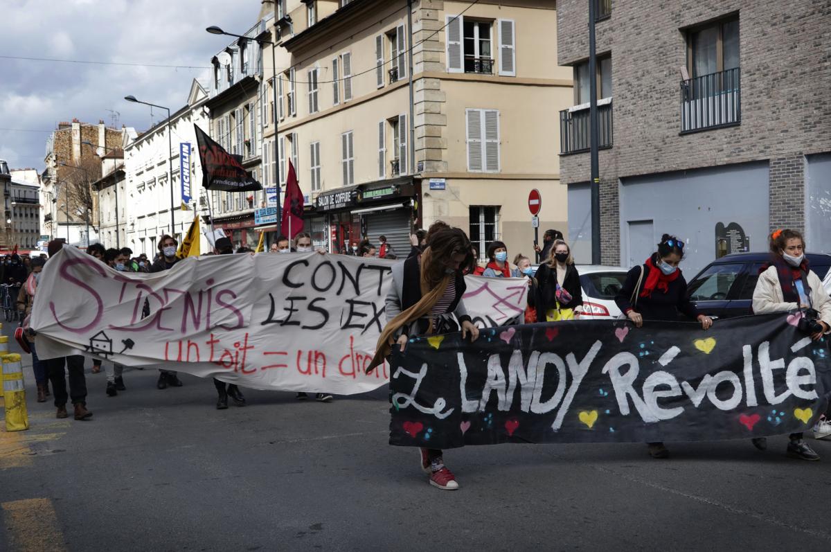 Manifestation dans la ville de Saint-Denis. Le squat "Le Landy sauvage" est menacé d'expulsion.